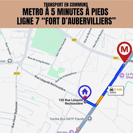 Le Michigan - 10Mn From Paris - Metro Ligne 7 Aubervilliers Exterior foto